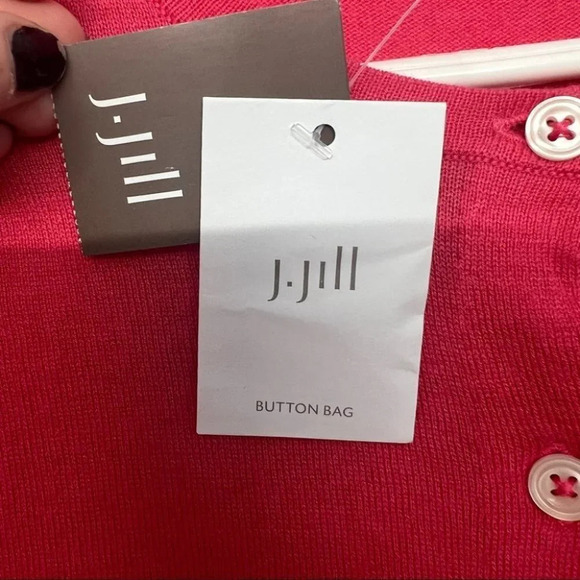 NWT J. Jill Pomegranate Pink Cardigan Sweater Crew Neck Pink MP Cotton Blend - Picture 5 of 8